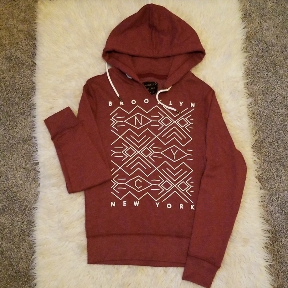 Brooklyn Calling hoodie burgundy XS